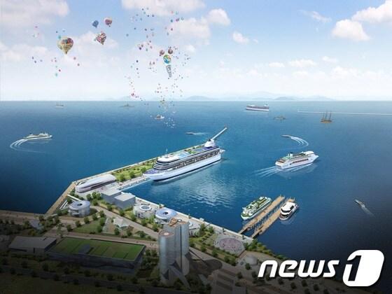 본문 이미지 - 여수세계박람회장 내 크루즈부두 조감도/사진제공=2012여수세계박람회조직위© News1 