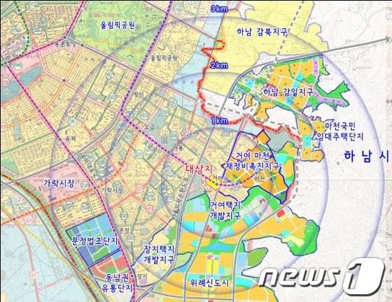 본문 이미지 - 송파구 거여지구 제1종지구단위계획 대상지 위치도.© News1 서울시 제공