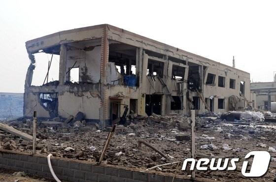 본문 이미지 - 28일 폭발사고가 발생한 중국 허베이성 스자좡시 자오현 커얼 비료공장 © 신화통신=News1 