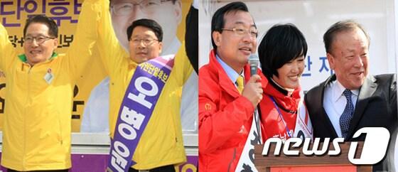 본문 이미지 - 광주 서구 을은 야권연대 주자인 오병윤 통합진보당 후보(사진 왼쪽)와 이정현 새누리당 후보가 초접전 양상을 보이고 있다. © News1 김태성 기자 