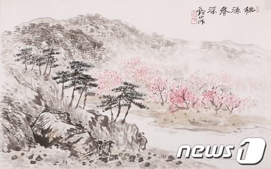 본문 이미지 - 장찬홍 화백의 도원춘심(桃源春深) 43x68cm 수묵담채 2012 © News1 