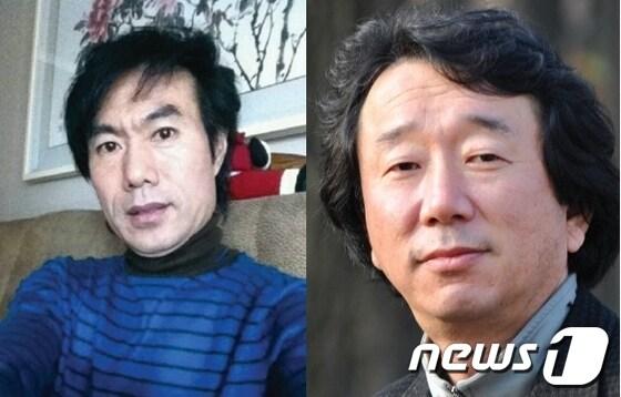 본문 이미지 - 제9회 울산전국서예문인화대전 예술문화상 수상자인 남중모(왼쪽)씨와 임종현(오른쪽)씨. © News1 