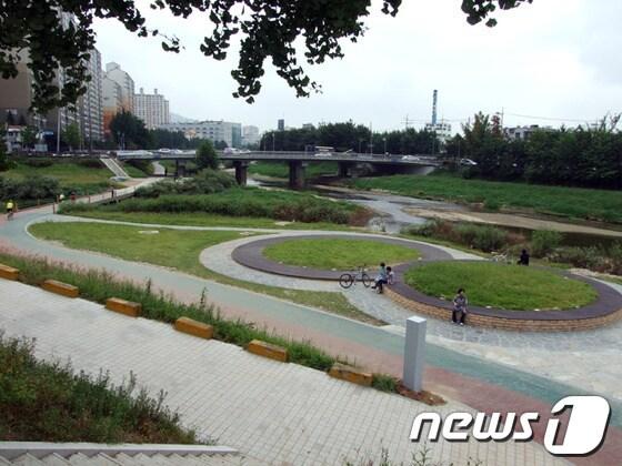본문 이미지 - 안양천과 학의천이 만나는 쌍개울이 아름다운 자태를 뽐내고 있다. / 사진제공=안양시 © News1 