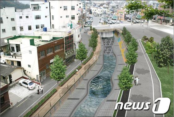 본문 이미지 - 교방천 생태하천복원사업 조감도.(창원시 제공)© News1 