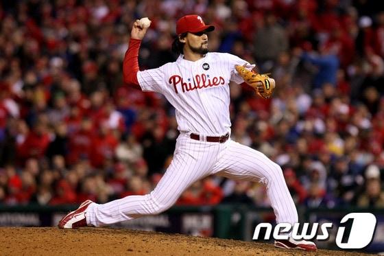 본문 이미지 - 필라델피아 필리스 시절의 박찬호 2009.11.2 © AFP=News1