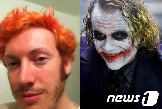 본문 이미지 - 콜로라도 총기 난사 사건의 용의자 제임스 홈스(왼쪽)와 영화 '다크나이트' 속 조커(오른쪽)© News1