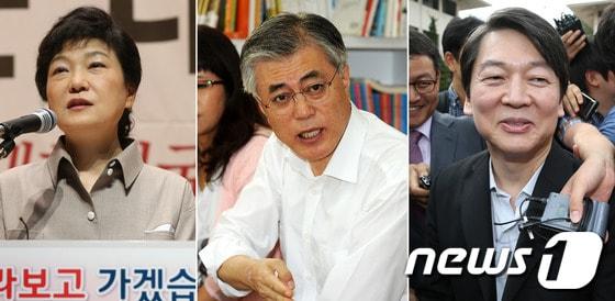 본문 이미지 - 여야의 대선 유력 주자인 새누리당 박근혜 후보, 민주통합당 문재인 후보, 무소속 안철수 후보&#40;왼쪽부터&#41; 2012.9.21/뉴스1 © News1 양동욱, 박지혜 기자