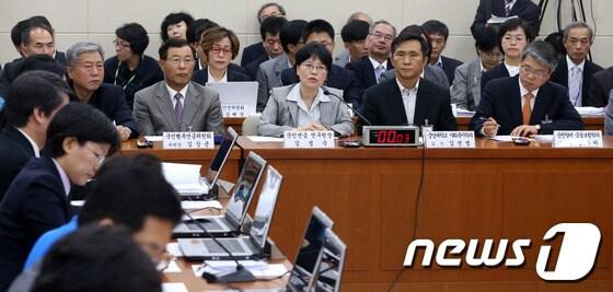 본문 이미지 - 15일 서울 여의도 국회에서 열린 보건복지위 국정감사에서 증인으로 출석한 김성숙 국민연금 연구원장이 의원들의 질의에 답변하고 있다. © News1 송원영 기자