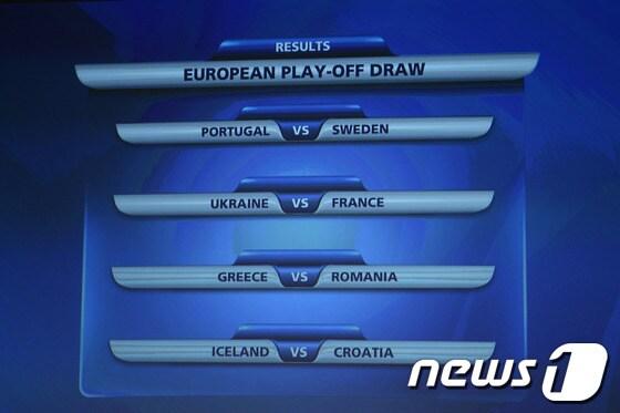 본문 이미지 - 2014 브라질 월드컵 유럽예선 플레이오프 대진표.© AFP=News1  