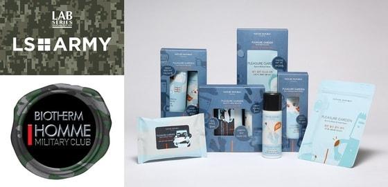 본문 이미지 - 랩시리즈 '엘에스 아미 로고'(왼쪽 위부터 시계반대방향), 비오템옴므 '밀리터리 클럽 로고', 네이처리퍼블릭 '플레저 가든 옴므 스포츠 군인 스페셜 제품'© News1  