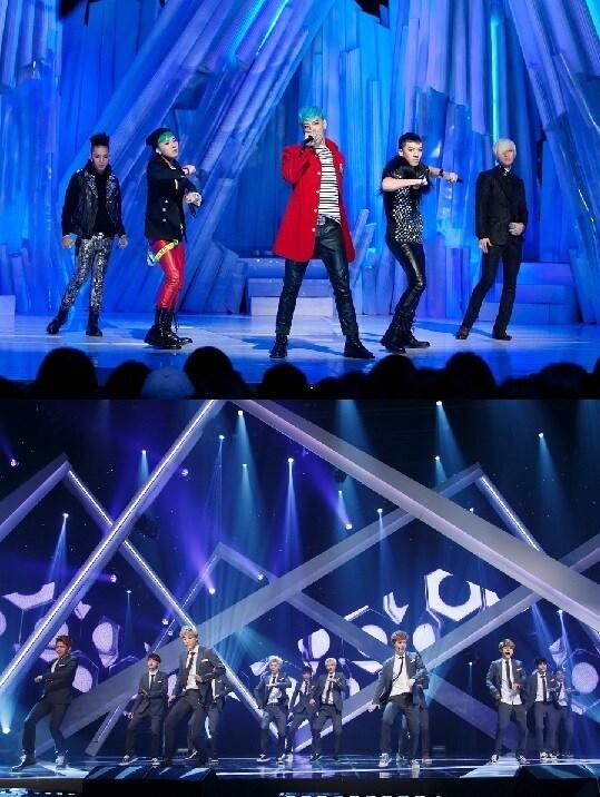 본문 이미지 - 그룹 빅뱅(위)과 엑소(CJ E&M 제공). © News1  