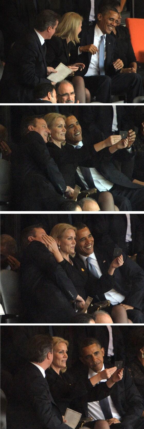 본문 이미지 - 인터넷에서 논라이 되고있는 오바마 대통령 셀카 장면 © AFP=뉴스1