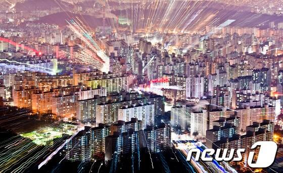 본문 이미지 - 일몰 후 서울 불암산에서 바라본 상계동 아파트촌. 2013.12.27/뉴스1 © News1 박지혜 기자