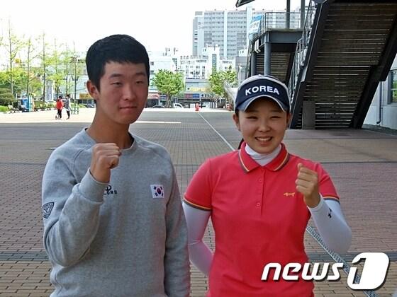 본문 이미지 - 울산언양고 정윤한(3학년, 왼쪽), 이효린(1학년) 선수. © News1   김규신 기자