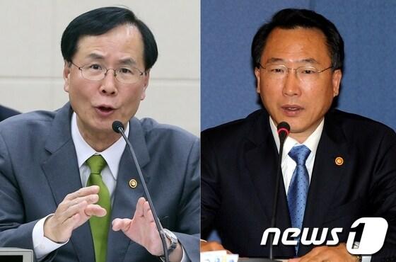 본문 이미지 - 노대래 공정거래위원장(왼쪽)과 방하남 고용노동부 장관. © News1 