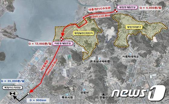 본문 이미지 - 대양하수처리분구 위치도/사진제공=목포시© News1 