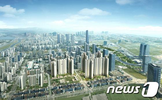 본문 이미지 - 송도 더샵 그린워크 3차 조감도. 사진 제공=포스코건설.© News1 