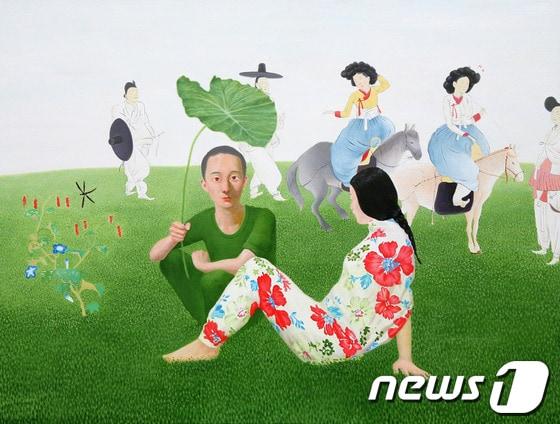 본문 이미지 - 서양화가 이우림 作 '산책'./사진제공=갤러리H © News1  