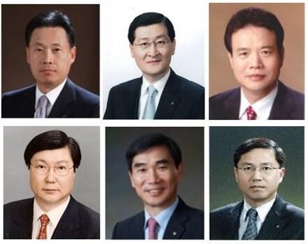 본문 이미지 - (위쪽 상단부터 시계방향으로) 이성락 신임 신한생명 사장, 위성호 신임 신한카드 부사장, 오세일 신임 신한데이타시스템 사장, 임영진 신임 신한금융 부행장, 김형진 신임 신한금융 전략담당 부사장, 최범수 신임 신한 아이타스 사장 © News1  