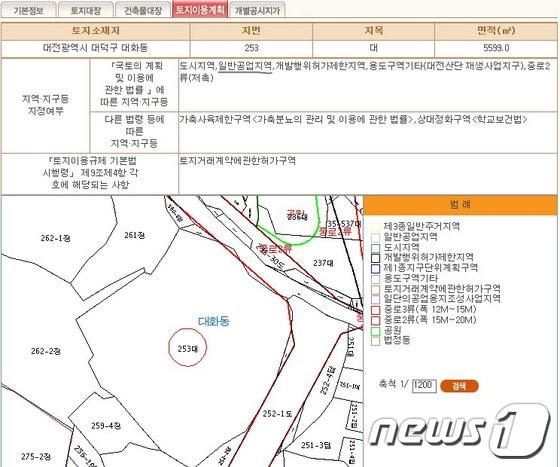 본문 이미지 - 오광아파트 토지이용계획. 일반공업용지라고 명시돼 있다.© News1 