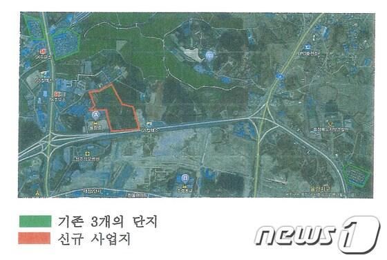 본문 이미지 - 청주시 주중동 율량중학교 바로 옆의 문제의 사업 부지© News1 