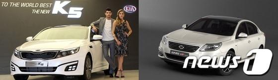 본문 이미지 - 기아차 더 뉴 K5(좌)와 르노삼성차 SM5 TCE(우)© News1  