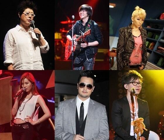 본문 이미지 -  (왼쪽위부터 시계 방향) 양희은, 윤도현, 씨엘, 이승환,  김태우, 김예림© News1   