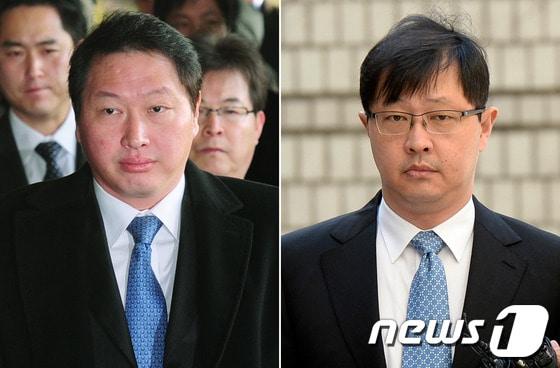본문 이미지 - 최태원 SK그룹 회장&#40;왼쪽&#41;과 최재원 부회장. © News1 정회성 기자