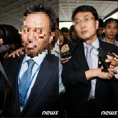본문 이미지 - &#39;여대생 공기총 청부살해&#39; 주범인 윤길자씨의 형집행정지를 도운 남편 류모 영남제분 회장&#40;왼쪽&#41;과 세브란스병원 박모 교수가 지난달 3일 영장실질심사를 위해 서울서부지법에 출석하고 있다. © News1 유승관 기자 