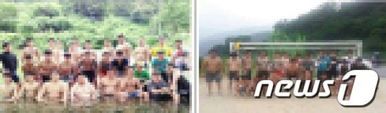 본문 이미지 - 광주 동부경찰서는 30일 폭력조직 활동을 한 혐의&#40;폭력행위 등 처벌에 관한 법률 위반 등&#41;로 조직폭력단 신양오비파 홍모&#40;19&#41;군 등 22명을 붙잡아 조사중이다. 사진은 조직원들이 계곡에서 단합대회를 하는 모습&#40;광주 동부서 제공&#41; 2013.9.30/뉴스1 © News1 김호 기자