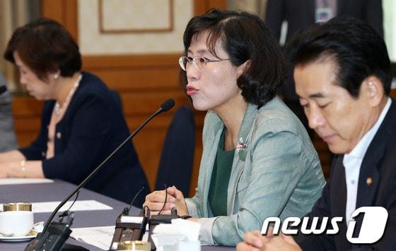 본문 이미지 - 6일 오전 서울 여의도 국회에서 열린 새누리당 여성가족위-여성가족부 간 당정협의에서 김현숙 의원이 모두발언을 하고 있다. 당정은 이 자리에서 사설해병대 캠프 관리 대책 등 중점 추진 법안과 내년도 예산안 등을 논의했다. 2013.9.6/뉴스1 © News1 오대일 기자