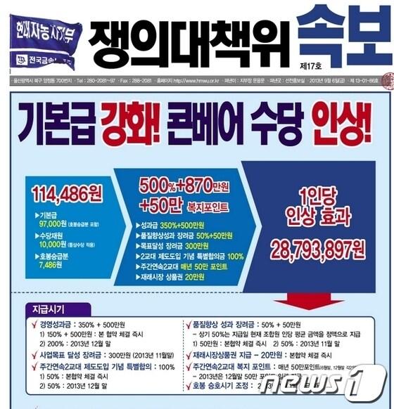 본문 이미지 - 출처: 현대자동차 노동조합 홈페이지 © News1  