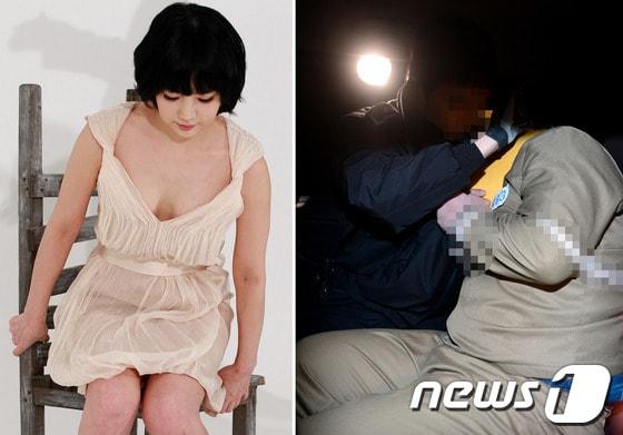 본문 이미지 - 사진 왼쪽은 지난 2011년 방송인 에이미가 화보 촬영할 때 모습. 오른쪽은 에이미 검사로 알려진 춘천지검 소속 전모 검사가 지난 1월 서울 서초동 대검찰청에서 3차 조사를 받은 뒤 다시 서울구치소로 호송되고 있는 모습. © News1 이종덕 기자