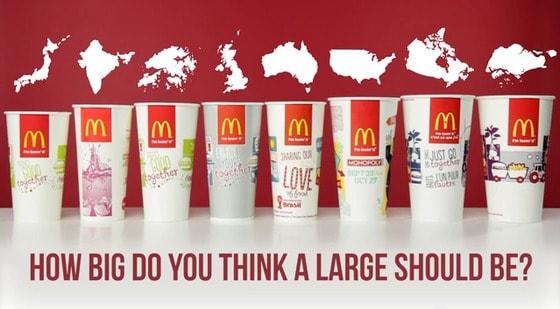 본문 이미지 - 국가별 맥도날드 컵 사이즈 비교 이미지 / 사진 = 유튜브 캡처 ⓒ News1