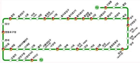 본문 이미지 - 서울 지하철 2호선 노선도.(사진제공=서울메트로)