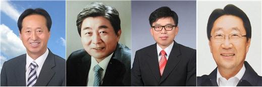본문 이미지 - 왼쪽부터 고석용 횡성군수, 김명기·정연학·한규호 예비후보&#40;가나다순&#41; © News1   권혜민 기자