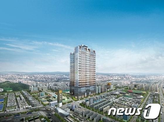 본문 이미지 - 대구 침산동에 위치한 소형아파트형 오피스텔  '태왕아너스  로뎀플러스'의 조감도. © News1  