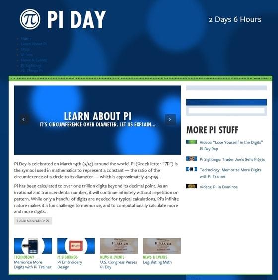 본문 이미지 - 파이데이를 기념하는 공식 홈페이지.&#40;a href=