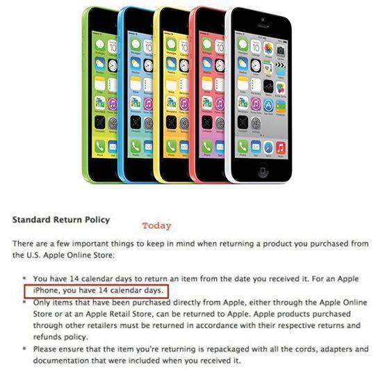 본문 이미지 - 미 IT 전문 매체인 나인투파이브맥이 입수한 애플 내부 문서에 따르면 애플은 이달 13일부터 아이폰 반품 유효기간을 기존 30일에서 14일로 크게 줄였다. © News1  
