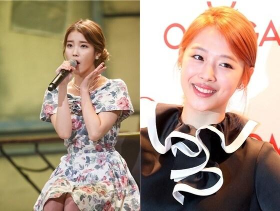 본문 이미지 - 가수 아이유(왼쪽)와 에프엑스 멤버 설리. © News1   