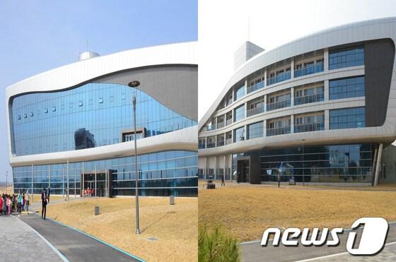 본문 이미지 - 강릉 녹색도시 체험센터의 2동인 컨벤션센터(왼쪽)와 체험연수센터(오른쪽)의 모습. 2014.3.28/뉴스1