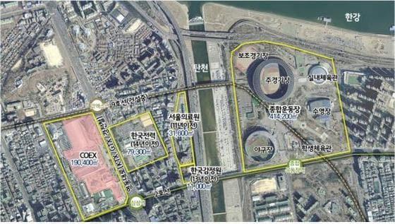 본문 이미지 - 코엑스~잠실종합운동장 일대 종합계발계획 위치도/제공=서울시© News1 