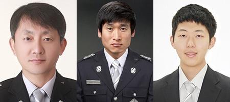 본문 이미지 - 원주소방서 김상규 소방위, 김광호 소방교, 최우현 수방/뉴스1 © News1   권혜민 기자