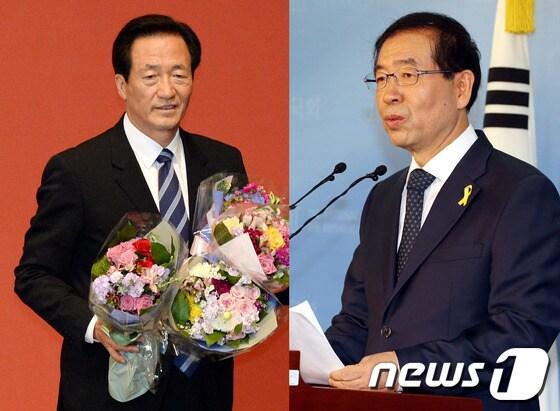 본문 이미지 - 6.4 지방선거에서 새누리당 정몽준 후보와 새정치민주연합 박원순 현 시장이 서울시장 자리를 놓고 맞대결을 펼치게 됐다.  2014.5.12/뉴스1 © News1   박철중 기자, 이광호 기자