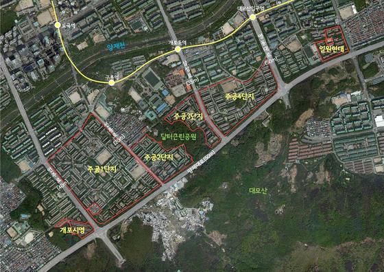 본문 이미지 - 강남의 대표적인 저층 재건축 단지인 개포주공 구역도/제공=강남구청© News1 