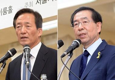 본문 이미지 - 정몽준 새누리당 서울시장 후보(왼쪽)와 박원순 새정치민주연합 서울시장 후보. 2014.5.20/뉴스1 © News1 박세연 기자