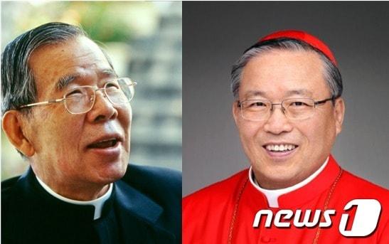 본문 이미지 - 북한에 각별한 관심을 가졌던 김수환 추기경(왼쪽)과 21일 역대 추기경으로는 처음으로 방북길에 오른 염수정 추기경./뉴스1© News1 