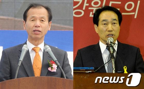 본문 이미지 - 6.4지방선거에서 강원도지사를 놓고 맞대결 펼치고 있는 최문순 지사와 최흥집 후보. 2014.5.7/뉴스1 © News1   홍성우 기자