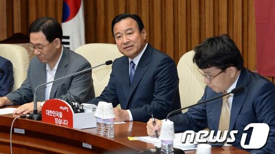 본문 이미지 - 이완구 새누리당 원내대표가 17일 오전 서울 여의도 국회에서 열린 원내대책회의에서 모두발언을 하고 있다. 이 자리에서 이 원내대표는 