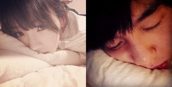 본문 이미지 - 태연 백현 열애에 두 사람이 찍은 침대 셀카가 주목받고 있다. © 태연, 백현 인스타그램 